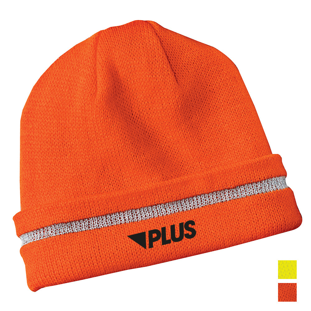 CornerStone - Enhanced Visibility Embroidered Beanie with Reflective Stripe - Safety Orange/Reflective