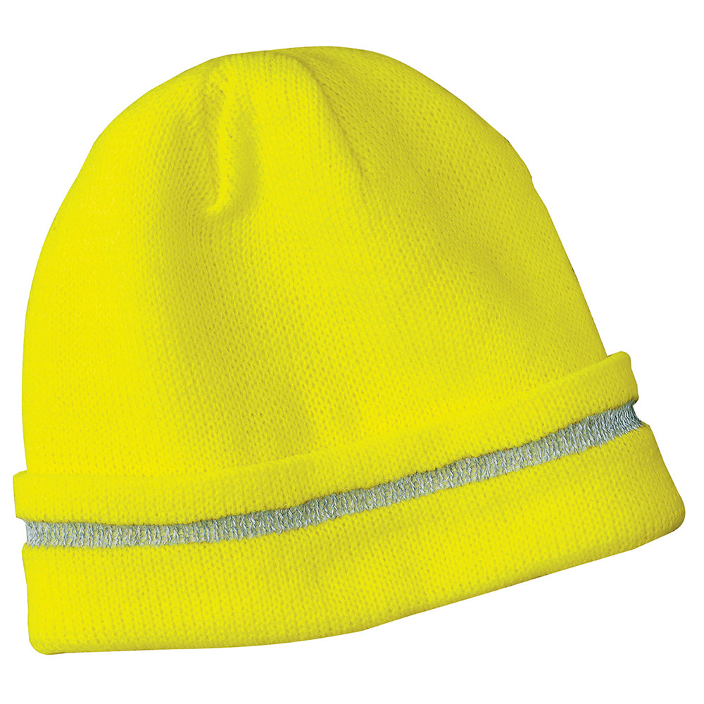 CornerStone - Enhanced Visibility Embroidered Beanie with Reflective Stripe - Safety Yellow/Reflective