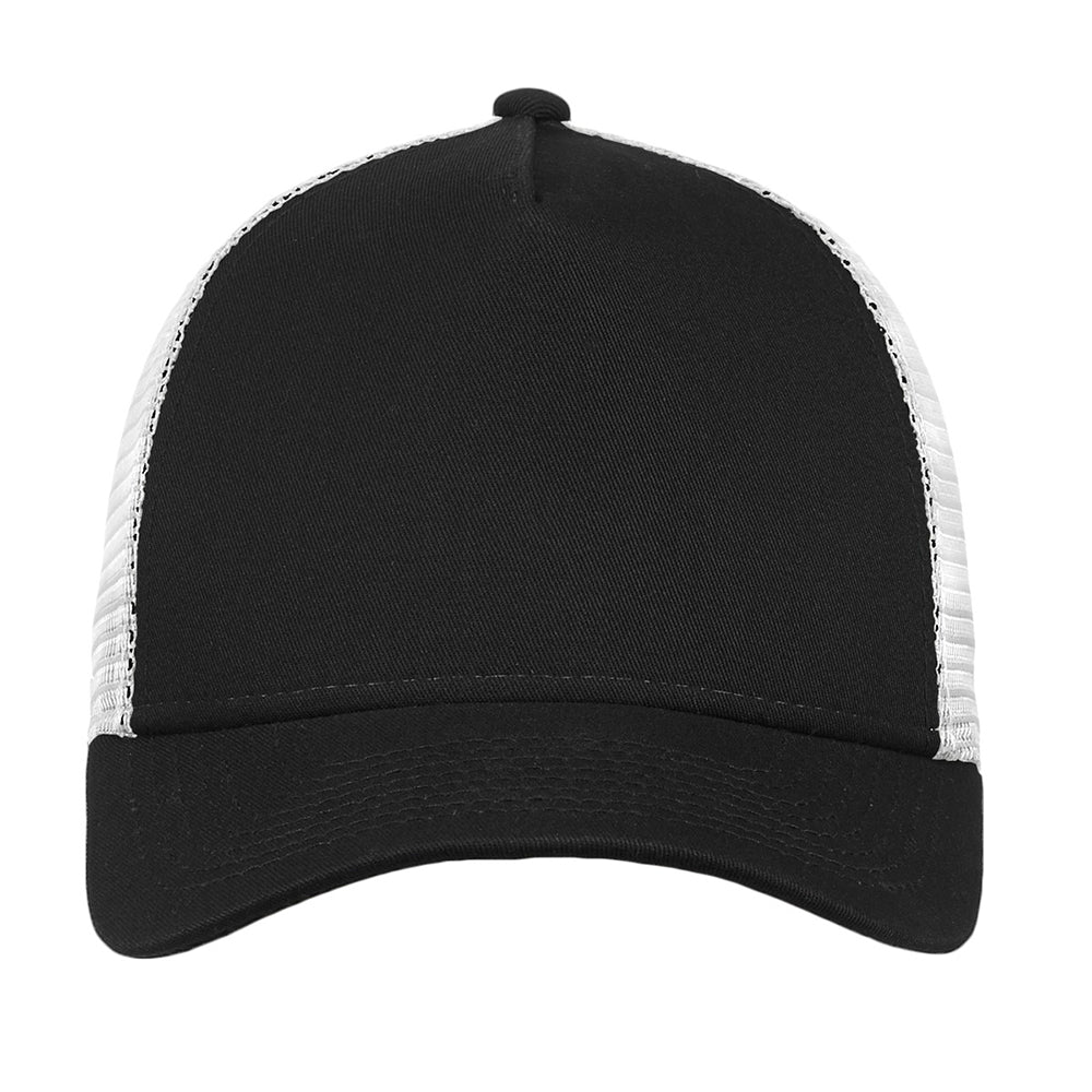 New Era Snapback Trucker Embroidered Cap - Black/White (PMS BLACK C)