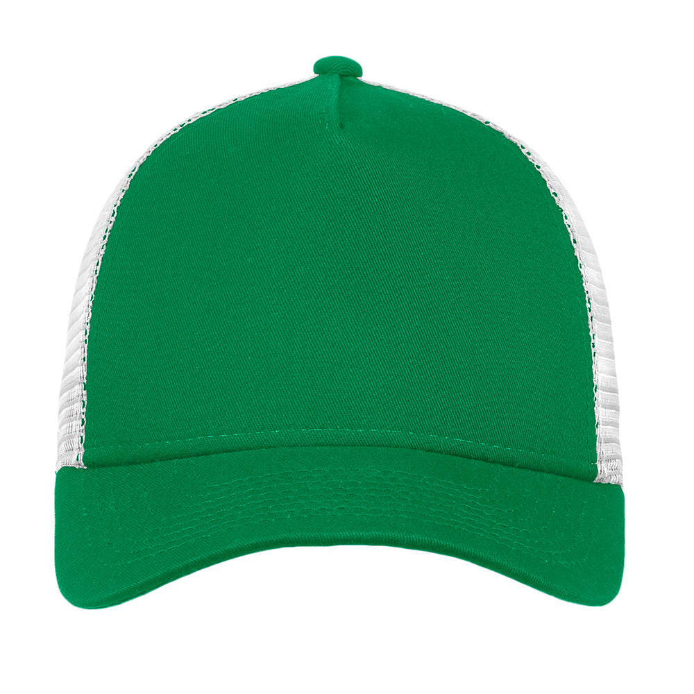 New Era Snapback Trucker Embroidered Cap - Kelly Green/White (PMS 3425C)