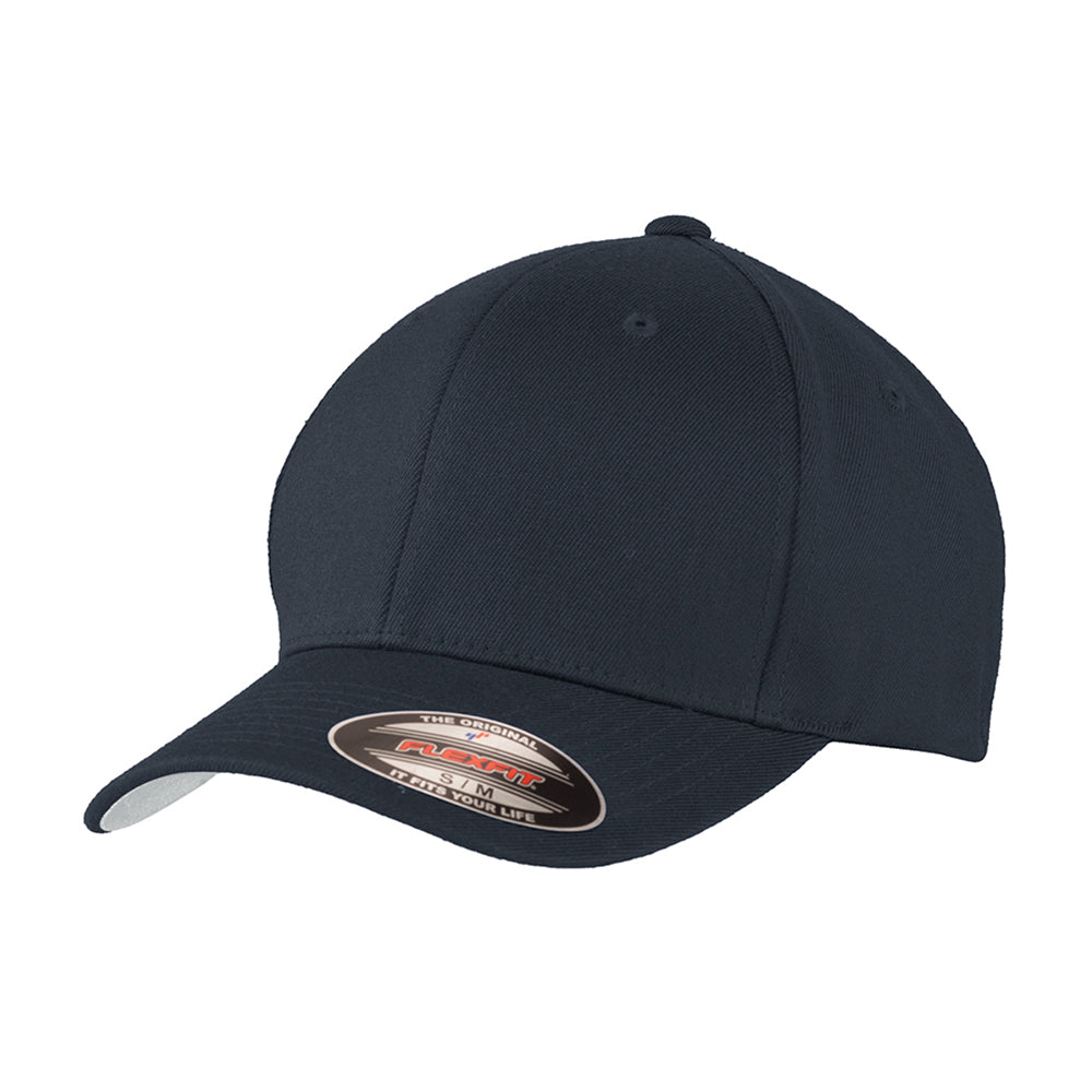 Port Authority Flexfit Wool Blend Embroidered Cap - Dark Navy Blue
