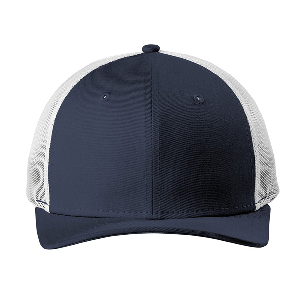 New Era Snapback Low Profile Trucker Embroidered Cap - Deep Navy Blue/White