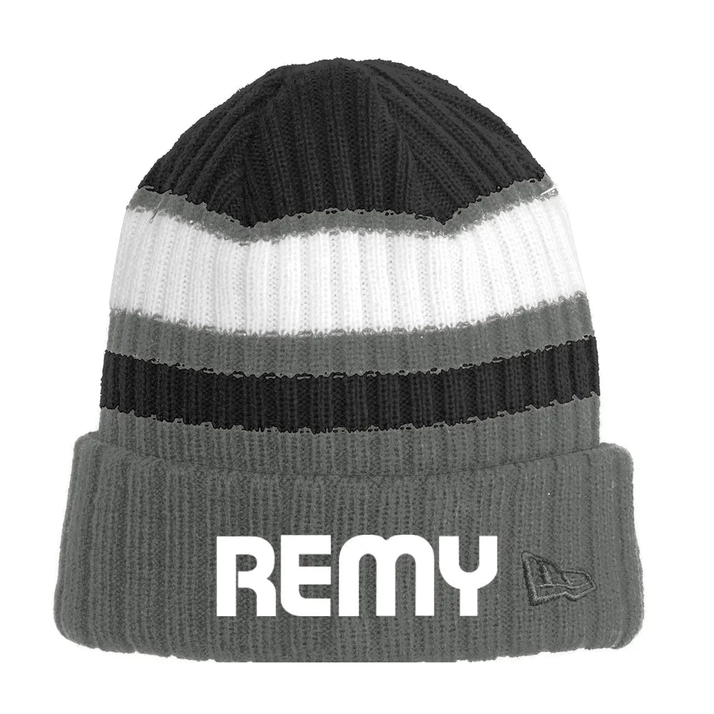 New Era Ribbed Tailgate Embroidered Beanie - Black/Graphite Grey (PMS 7540C )