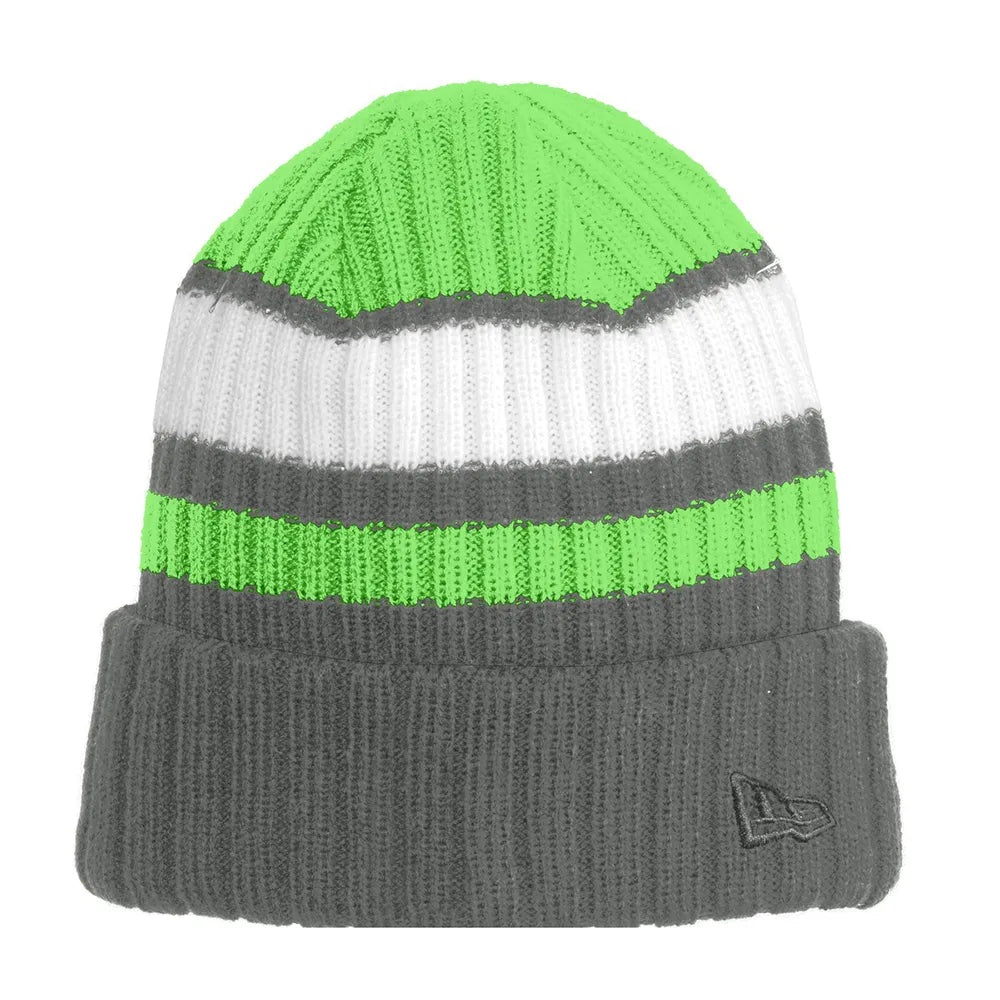 New Era Ribbed Tailgate Embroidered Beanie - Cyber Green/Graphite Grey (PMS 2298C)