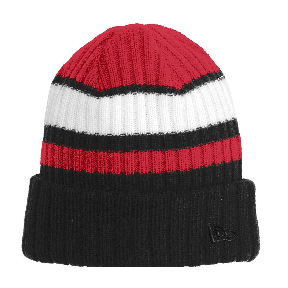 New Era Ribbed Tailgate Embroidered Beanie - Red/Black (PMS 200C)