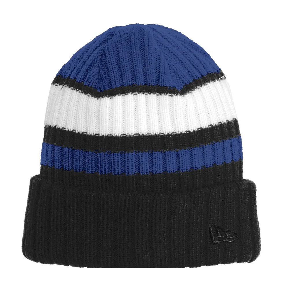 New Era Ribbed Tailgate Embroidered Beanie - Royal Blue/Black (PMS 2757C)