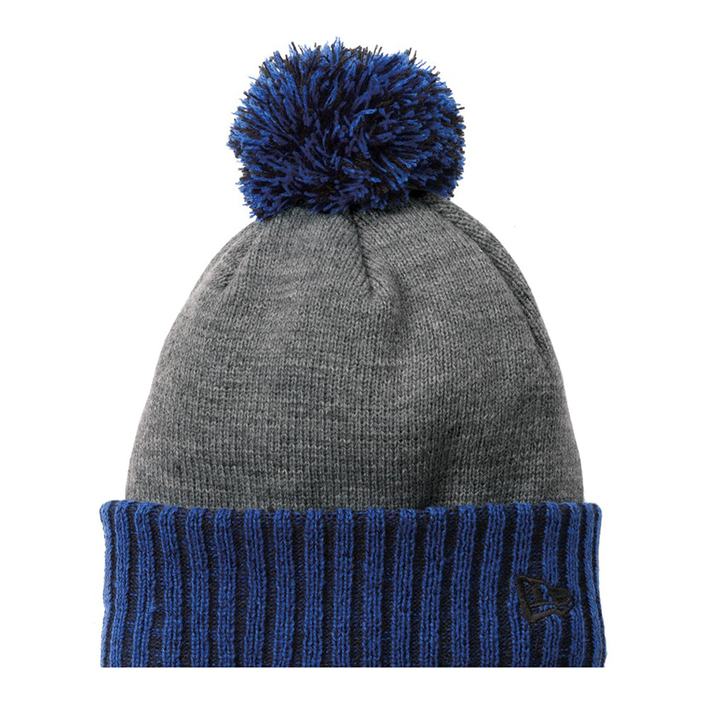 New Era Colorblock Cuffed Embroidered Beanie - Royal Blue/Heather Grey (PMS 7687C)