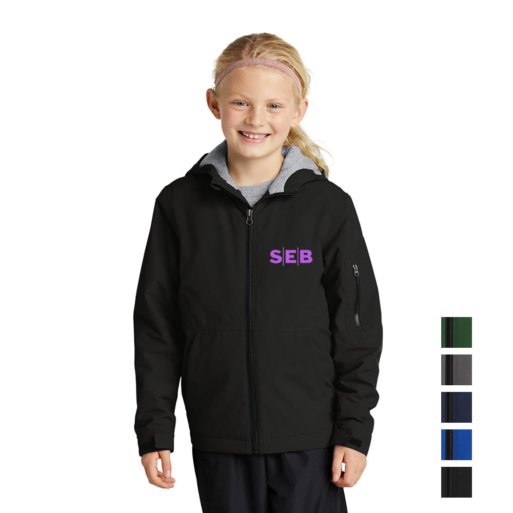 Sport-Tek Youth Waterproof Insulated Embroidered Jacket - Black