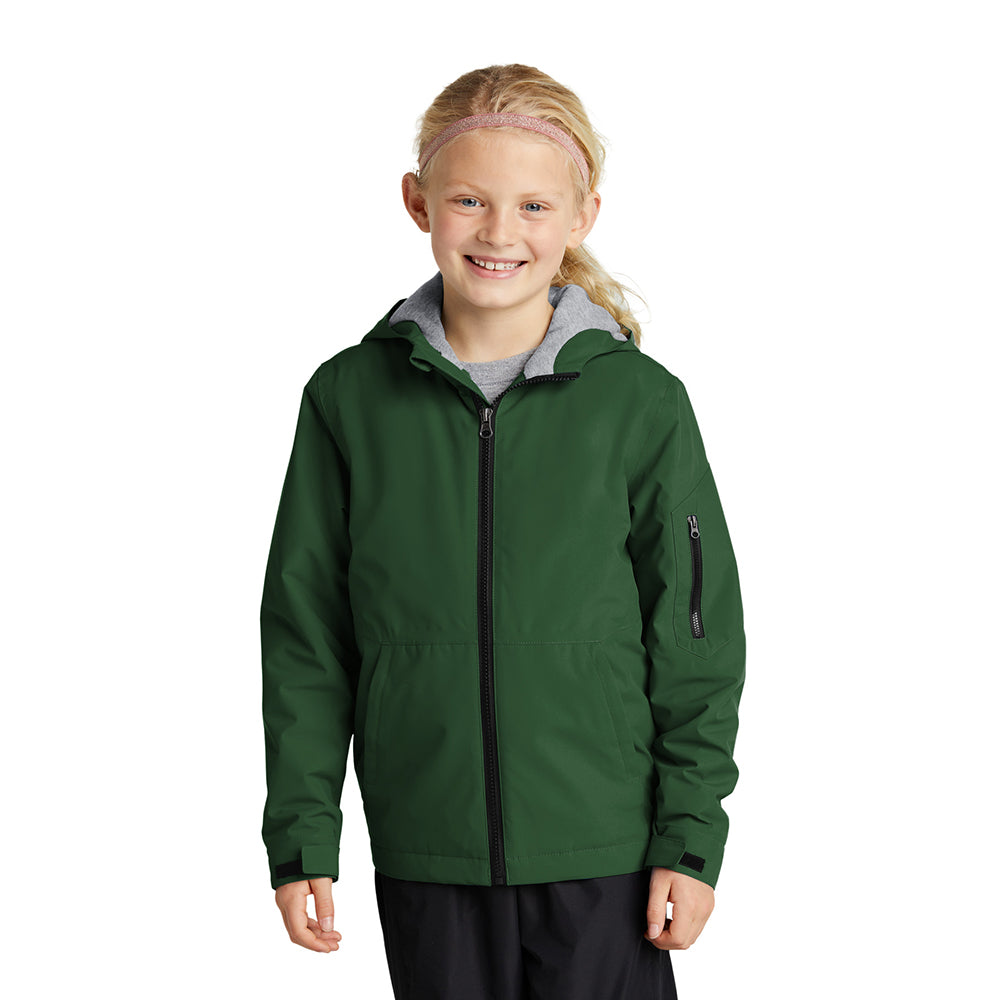 Sport-Tek Youth Waterproof Insulated Embroidered Jacket - Graphite Grey (PMS 432C)