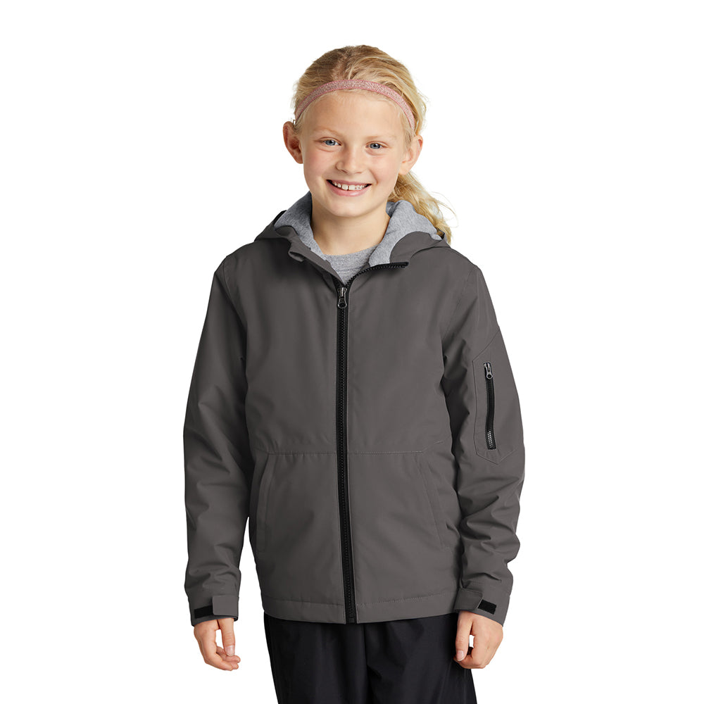 Sport-Tek Youth Waterproof Insulated Embroidered Jacket - True Navy Blue (PMS 533C)