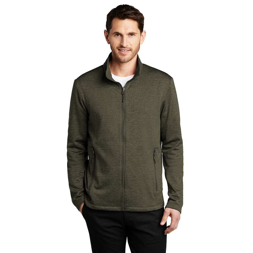 Port Authority Collective Striated Fleece Embroidered Jacket - Deep Olive Green Heather