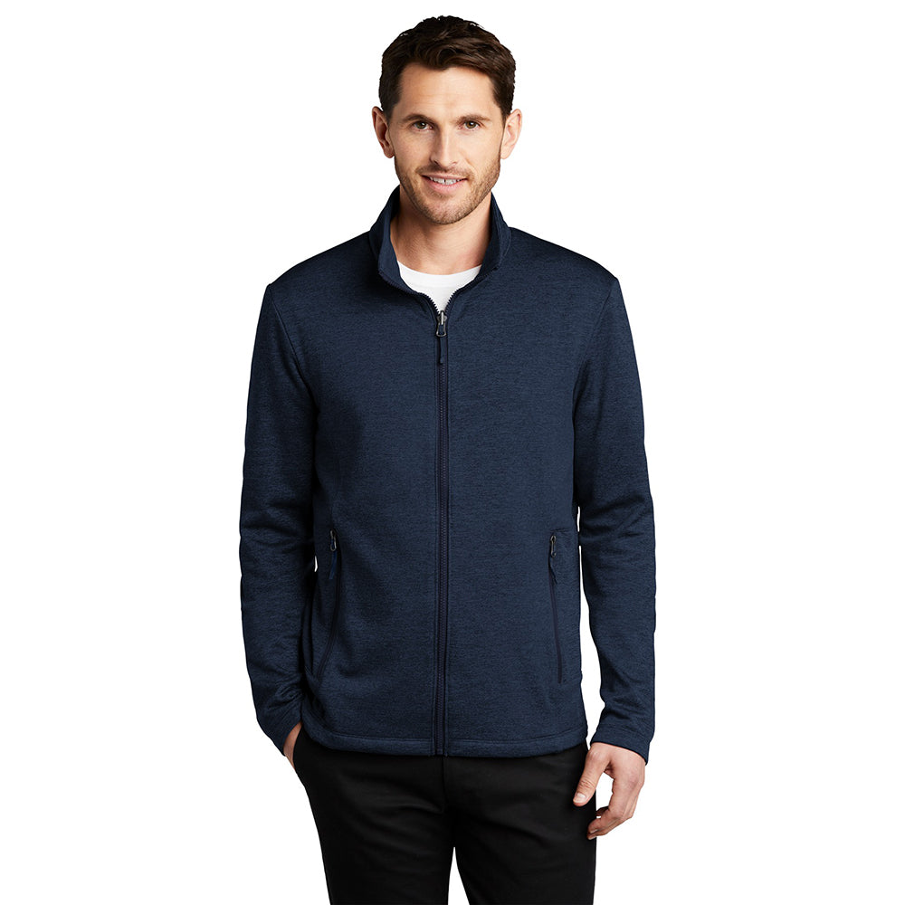 Port Authority Collective Striated Fleece Embroidered Jacket - River Blue Navy Blue Heather