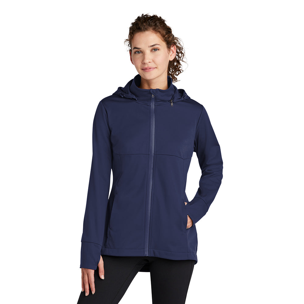 Sport-Tek Women's Hooded Soft Shell Embroidered Jacket - True Navy Blue