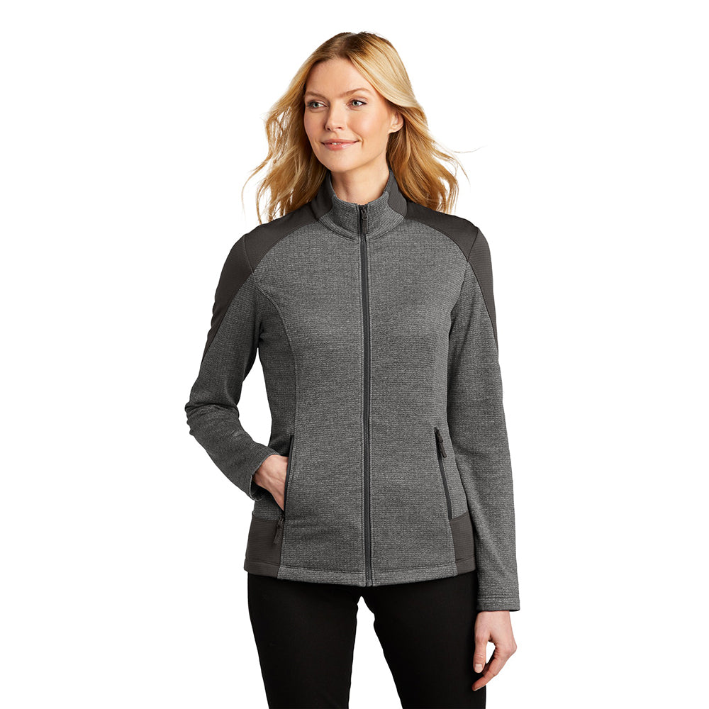 Port Authority Women's Grid Fleece Embroidered Jacket - Grey Smoke Heather/Grey Smoke