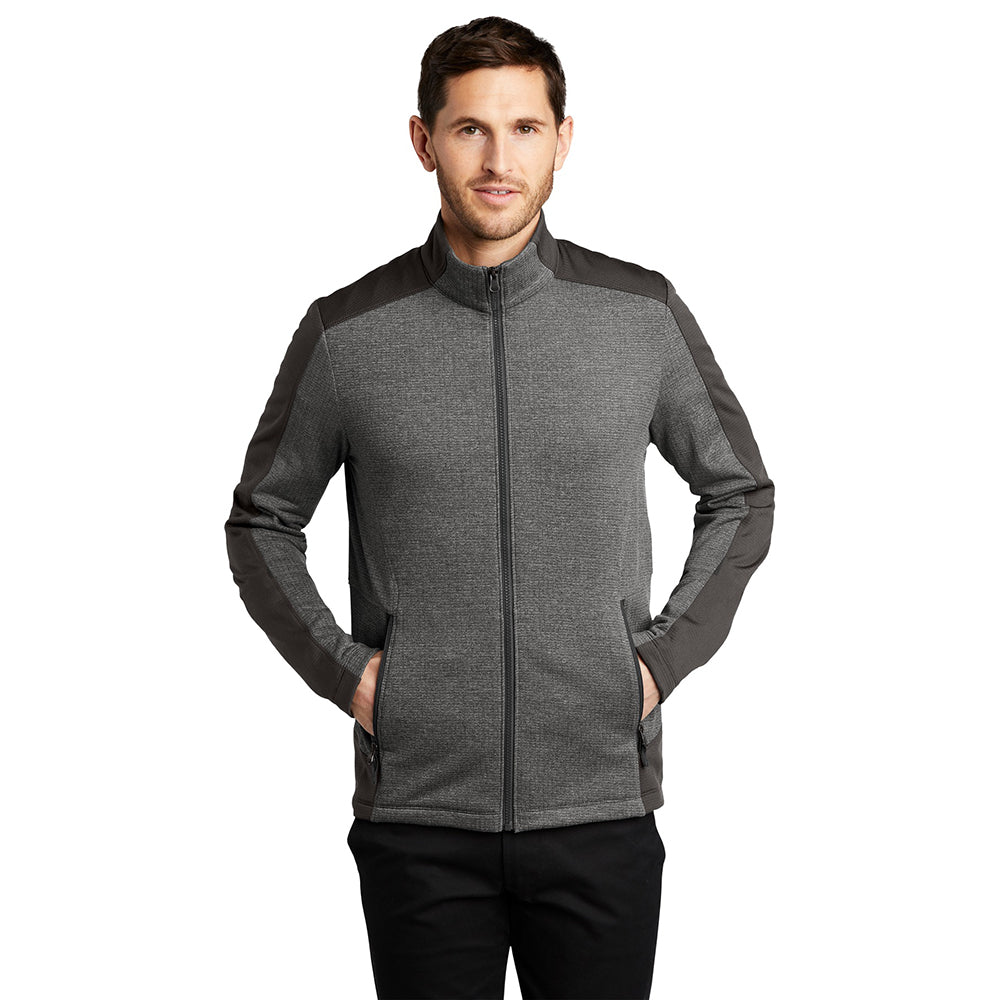 Port Authority Grid Fleece Embroidered Jacket - Grey Smoke Heather/Grey Smoke