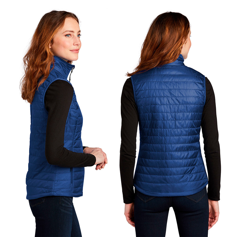 Port Authority Women's Packable Puffy Embroidered Vest - Regatta Blue/River Blue Navy