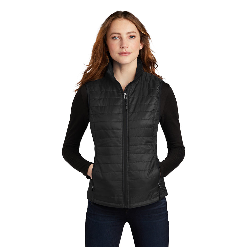 Port Authority Women's Packable Puffy Embroidered Vest - Deep Black