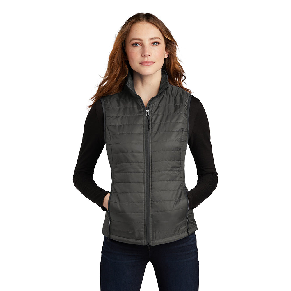 Port Authority Women's Packable Puffy Embroidered Vest - Sterling Grey/Graphite Grey