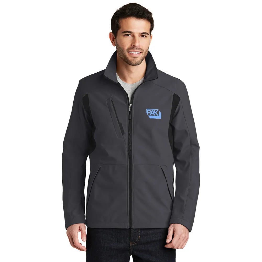 Port Authority Back-Block Soft Shell Embroidered Jacket - Dress Blue Navy Blue/Battleship Grey