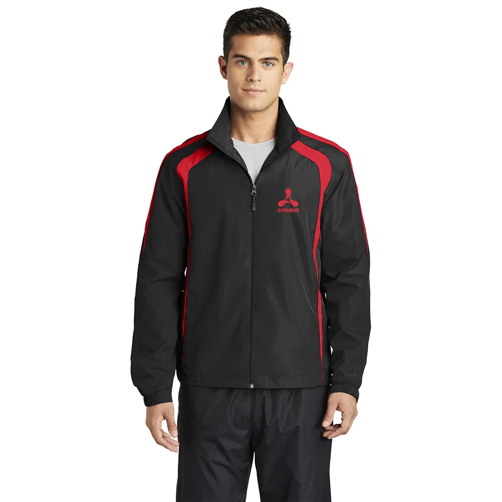 Sport-Tek Colorblock Raglan Jacket Decorated - Black/True Red