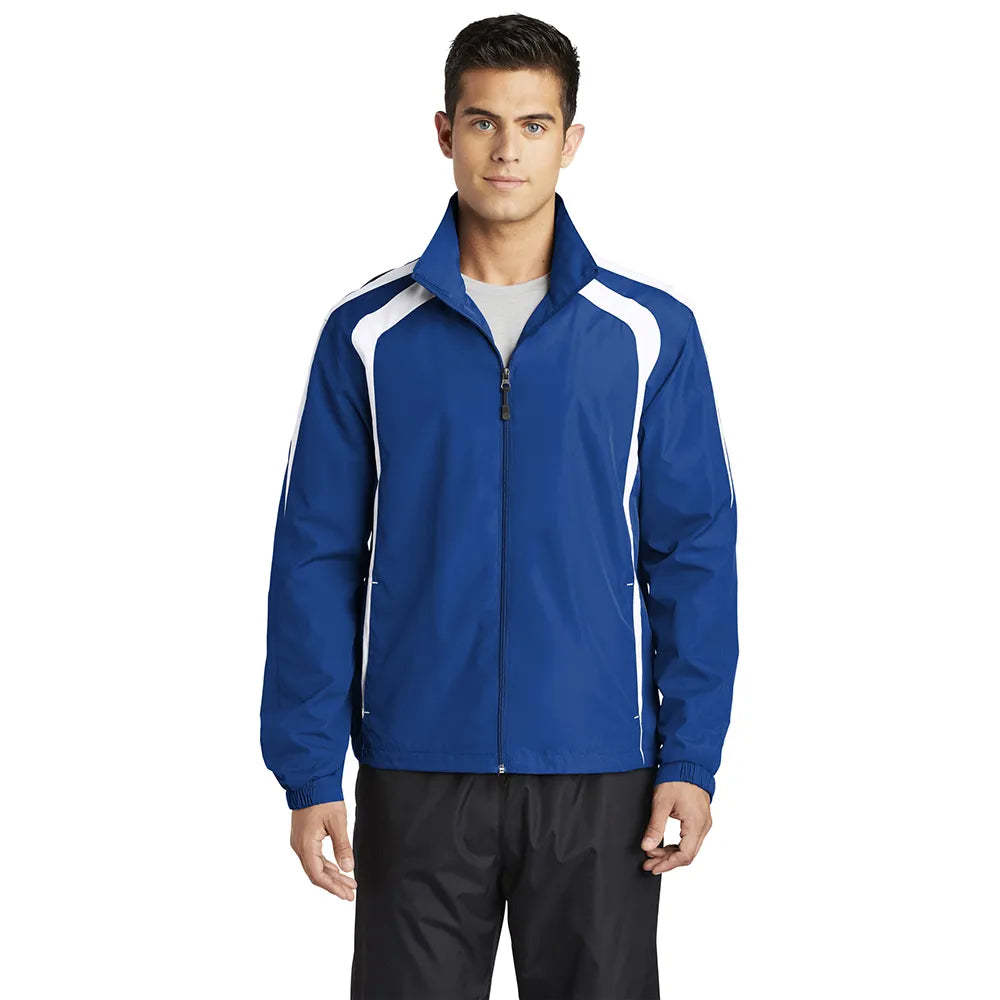 Sport-Tek Colorblock Raglan Jacket Decorated - True Royal Blue/White