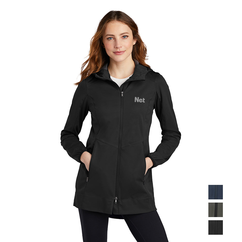 Port Authority Women's Active Hooded Soft Shell Embroidered Jacket - Deep Black