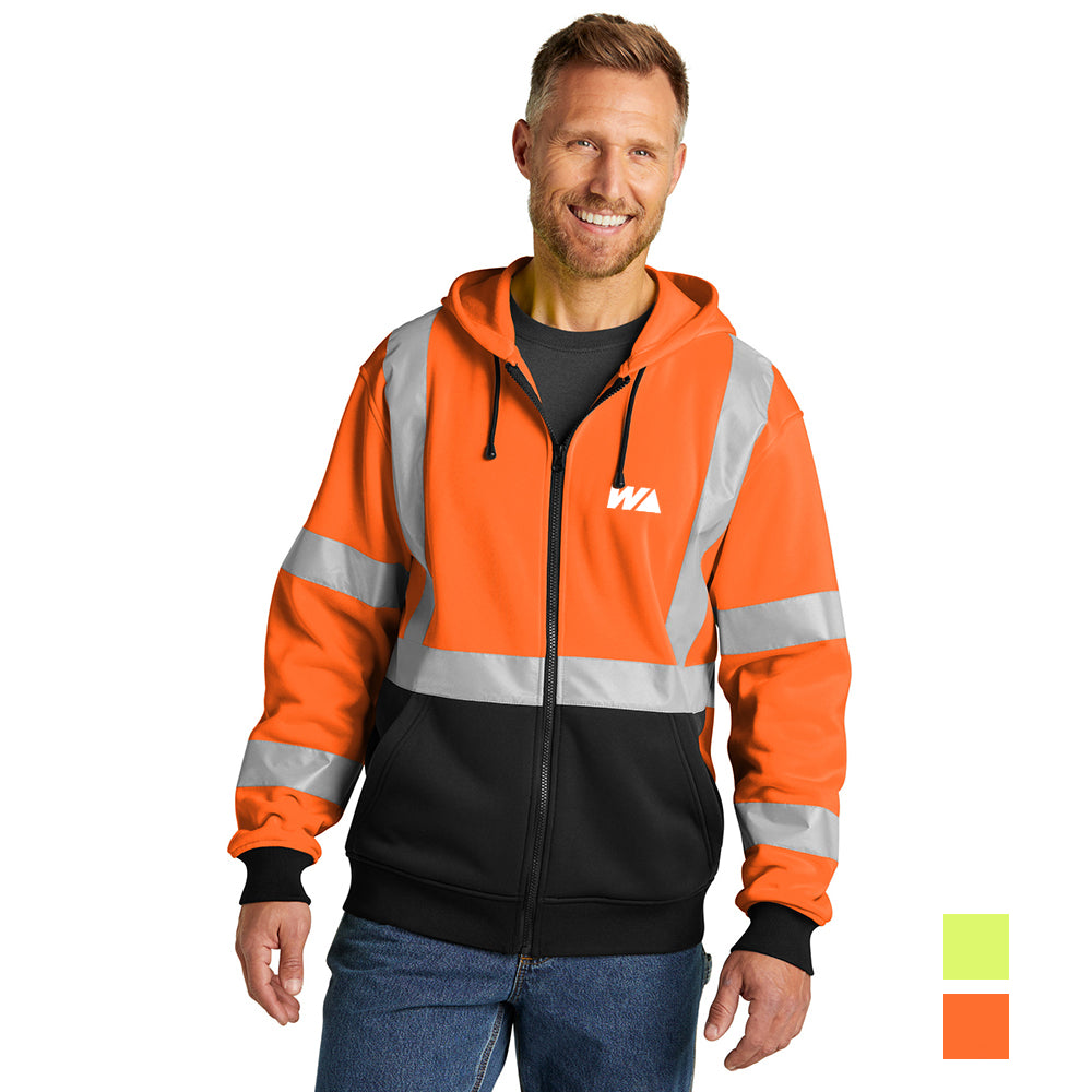 CornerStone ANSI 107 Class 3 Heavy-Duty Fleece Full-Zip Embroidered Hoodie - Safety Yellow