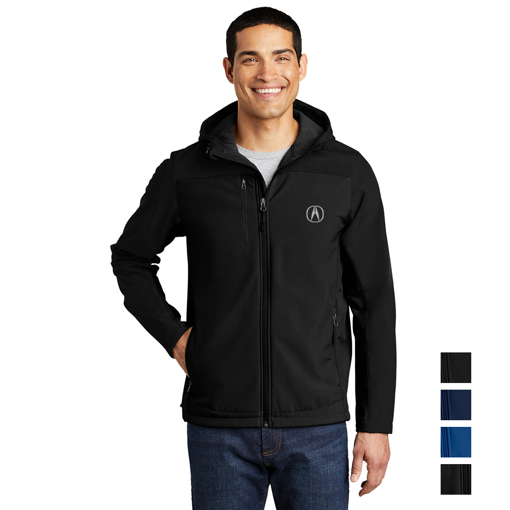 Port Authority Hooded Core Soft Shell Embroidered Jacket - Black/Battleship Grey