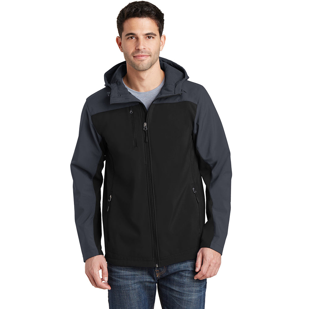 Port Authority Hooded Core Soft Shell Embroidered Jacket - Dress Blue Navy/Battleship Grey