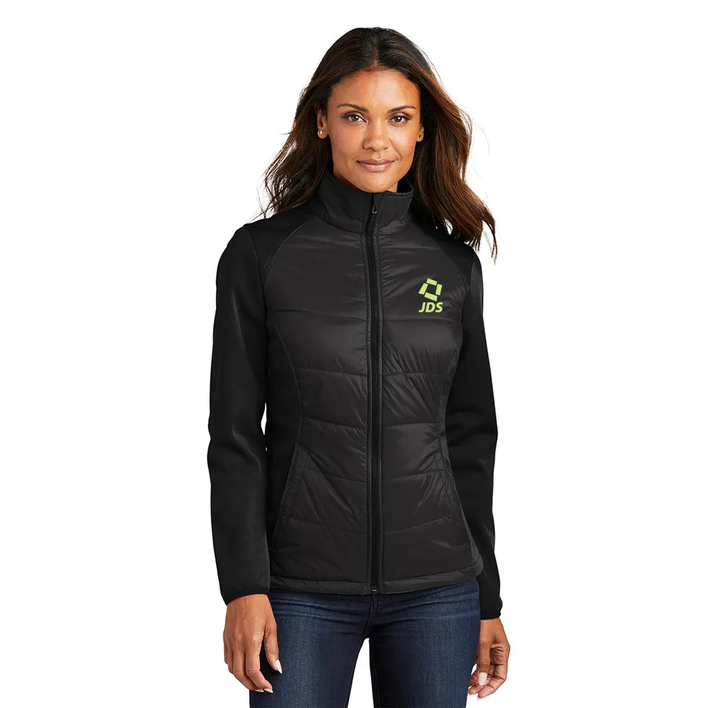 Port Authority Women's Hybrid Soft Shell Embroidered Jacket - Deep Black