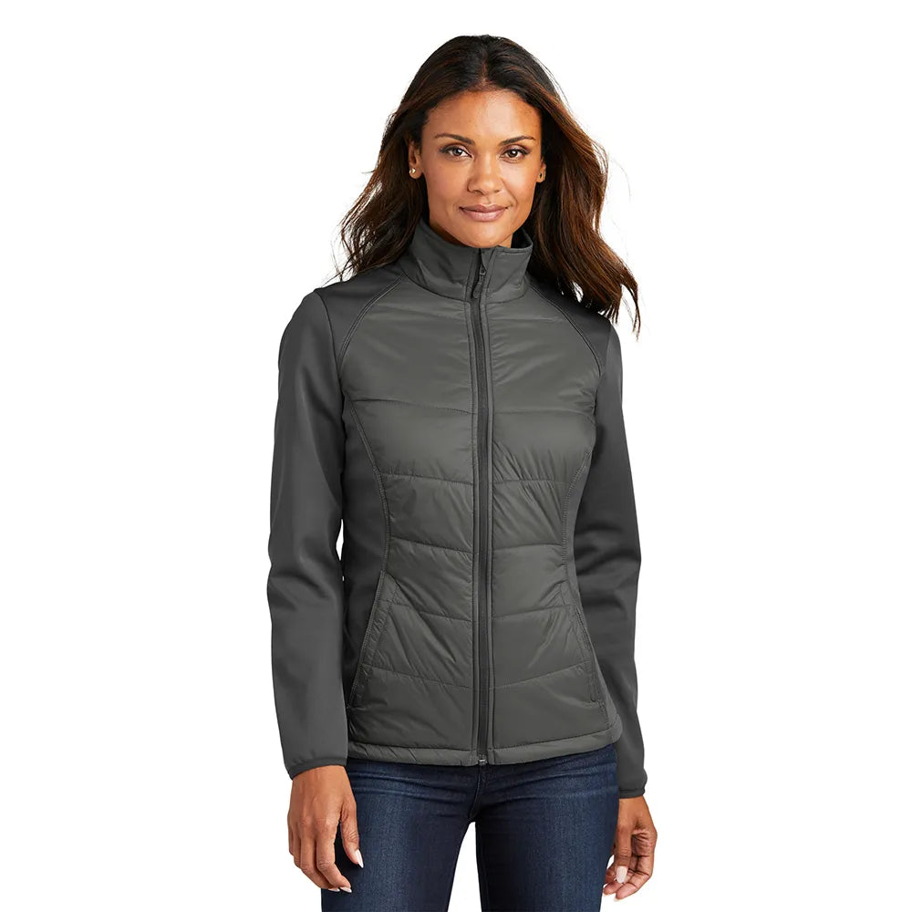 Port Authority Women's Hybrid Soft Shell Embroidered Jacket - Smoke Grey/Grey Steel
