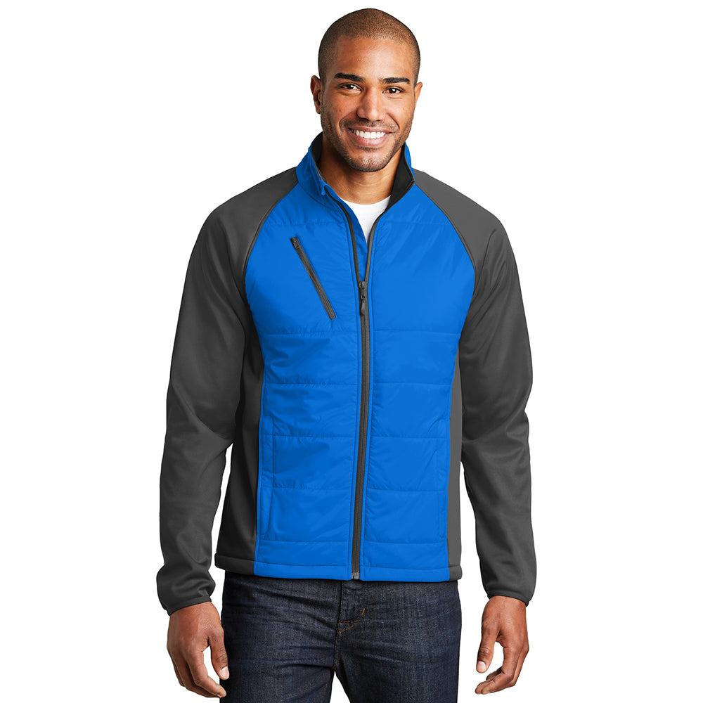Port Authority Hybrid Soft Shell Embroidered Jacket - Skydiver Blue/Grey Steel