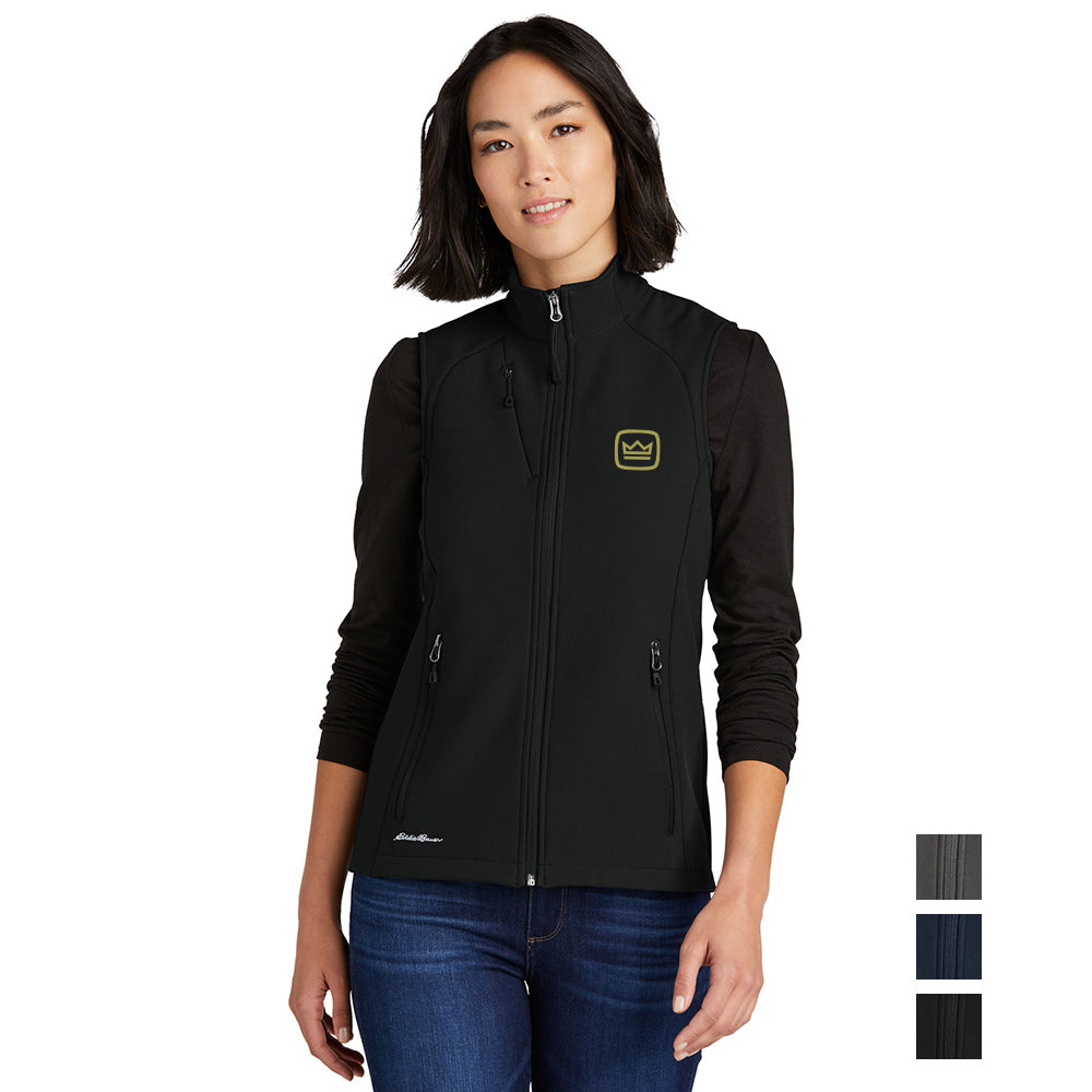 Eddie Bauer Women's Stretch Soft Shell Embroidered Vest - Deep Black