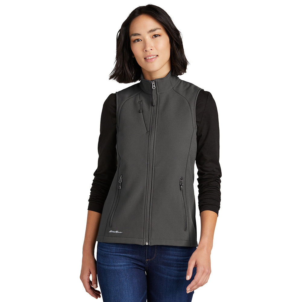 Eddie Bauer Women's Stretch Soft Shell Embroidered Vest - Iron Gate
