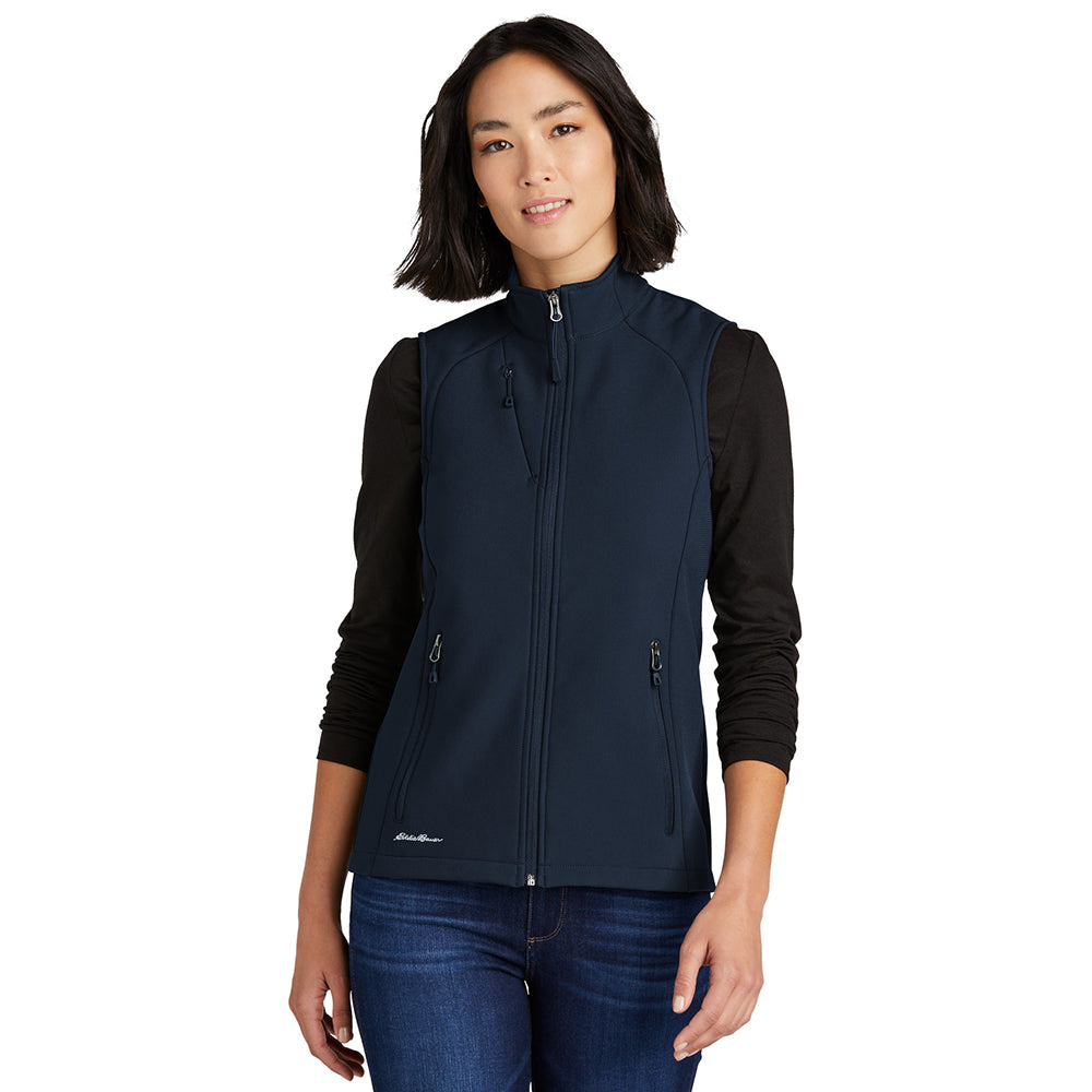 Eddie Bauer Women's Stretch Soft Shell Embroidered Vest - River Blue Navy
