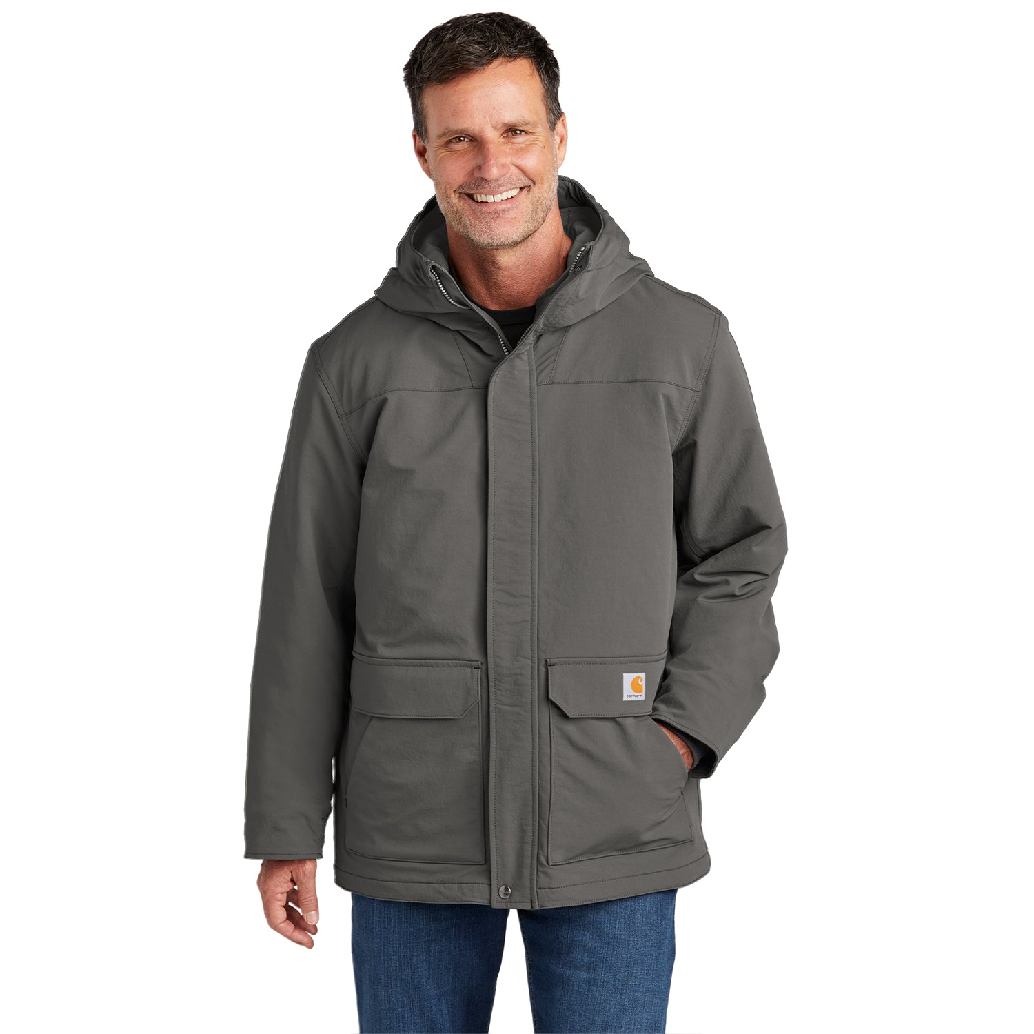 Carhartt Super Dux Insulated Hooded Coat Embroidered - Gravel Grey