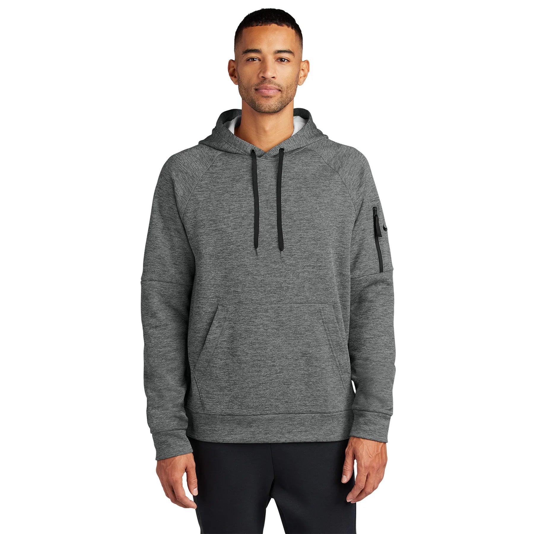 Nike Therma-FIT Pocket Pullover Fleece Hoodie Decorated - Charcoal Grey Heather