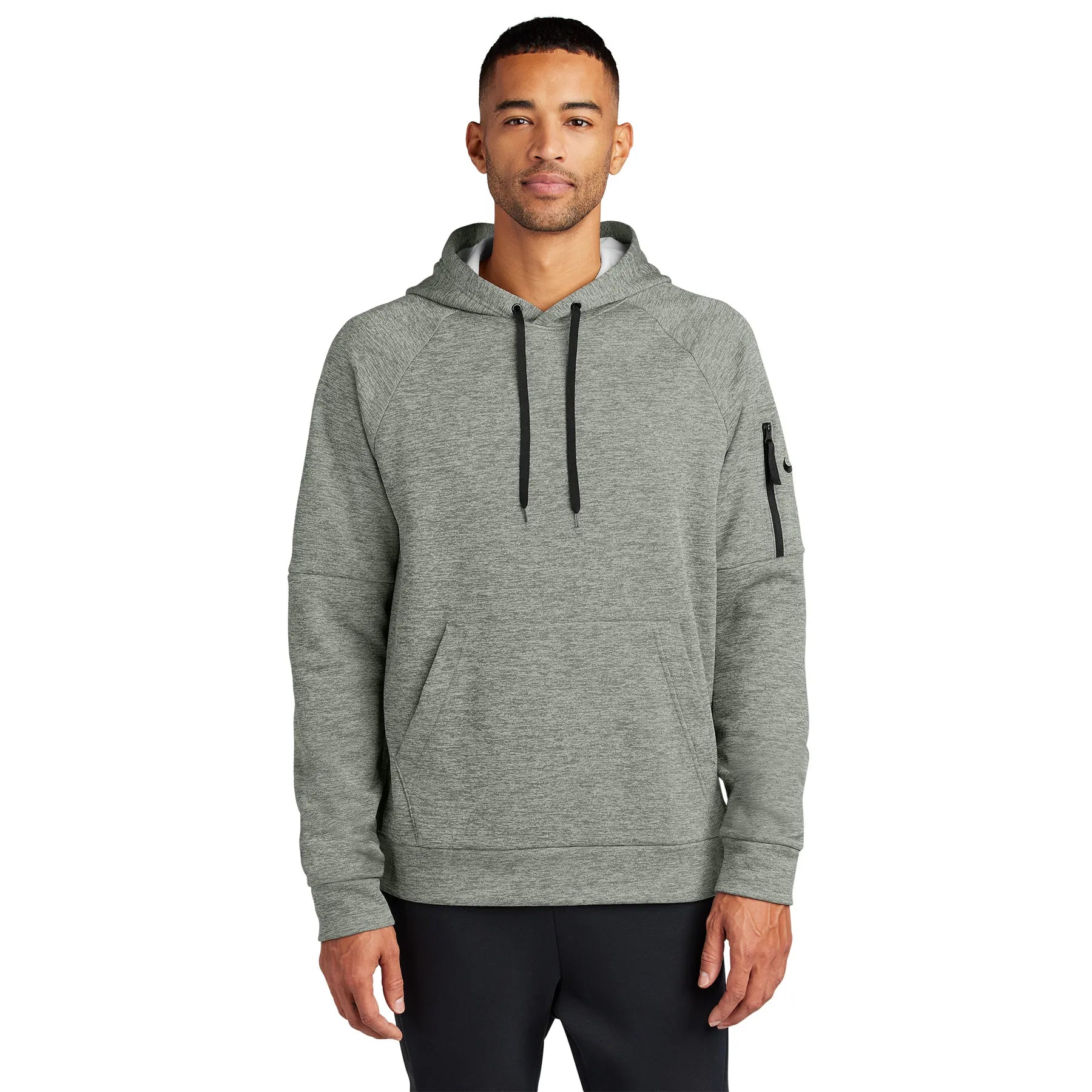 Nike Therma-FIT Pocket Pullover Fleece Hoodie Decorated - Dark Grey Heather