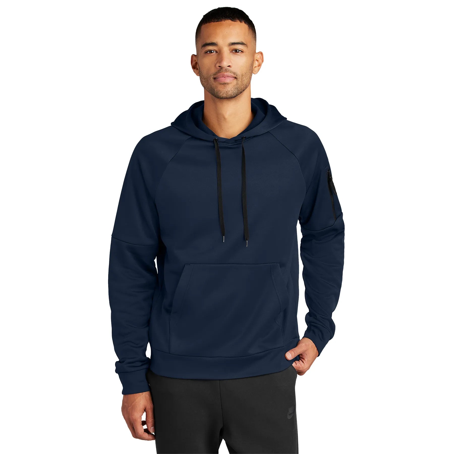 Nike Therma-FIT Pocket Pullover Fleece Hoodie Decorated - Navy Blue