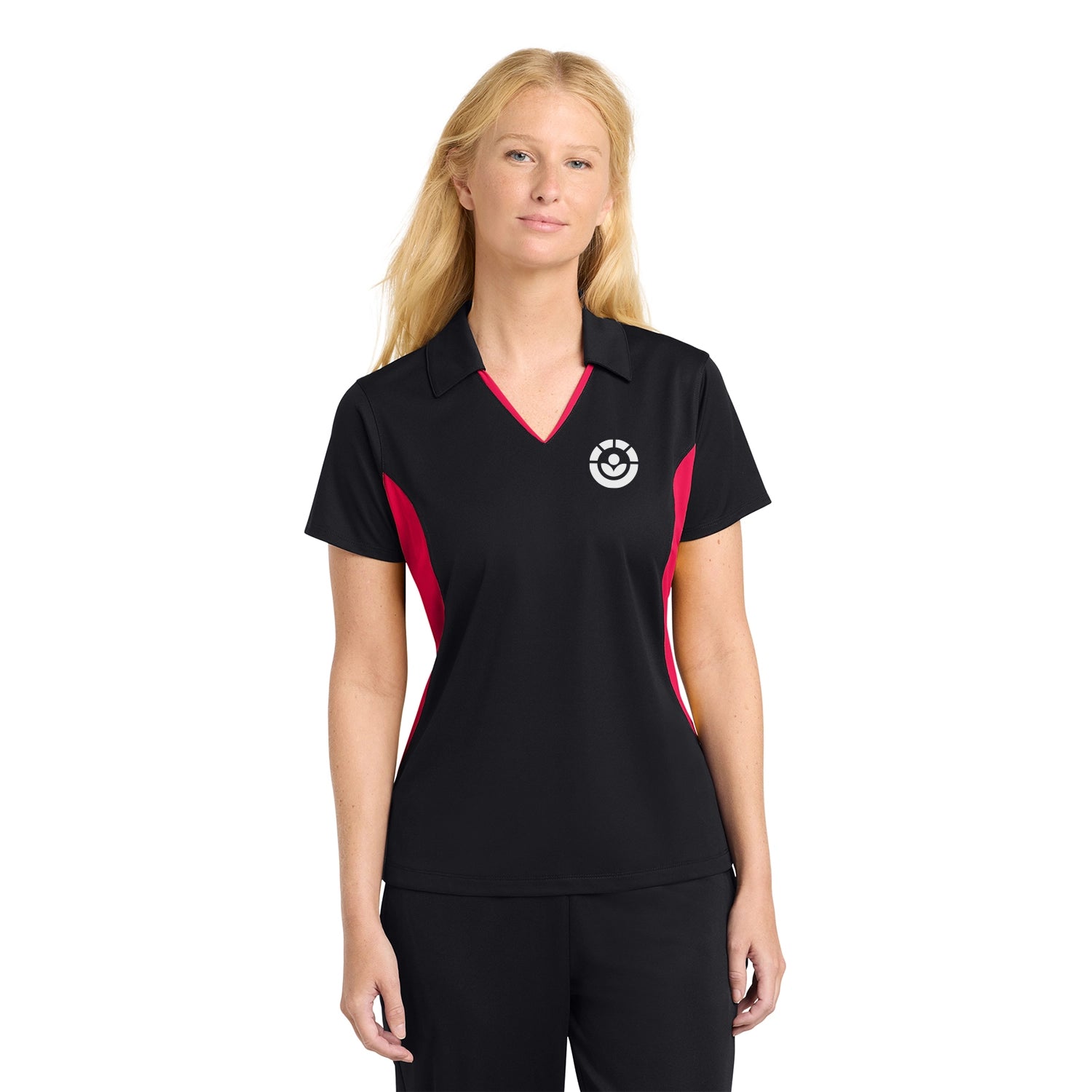 SportTek Women's Side Blocked Micropique SportWick Embroidered Polo