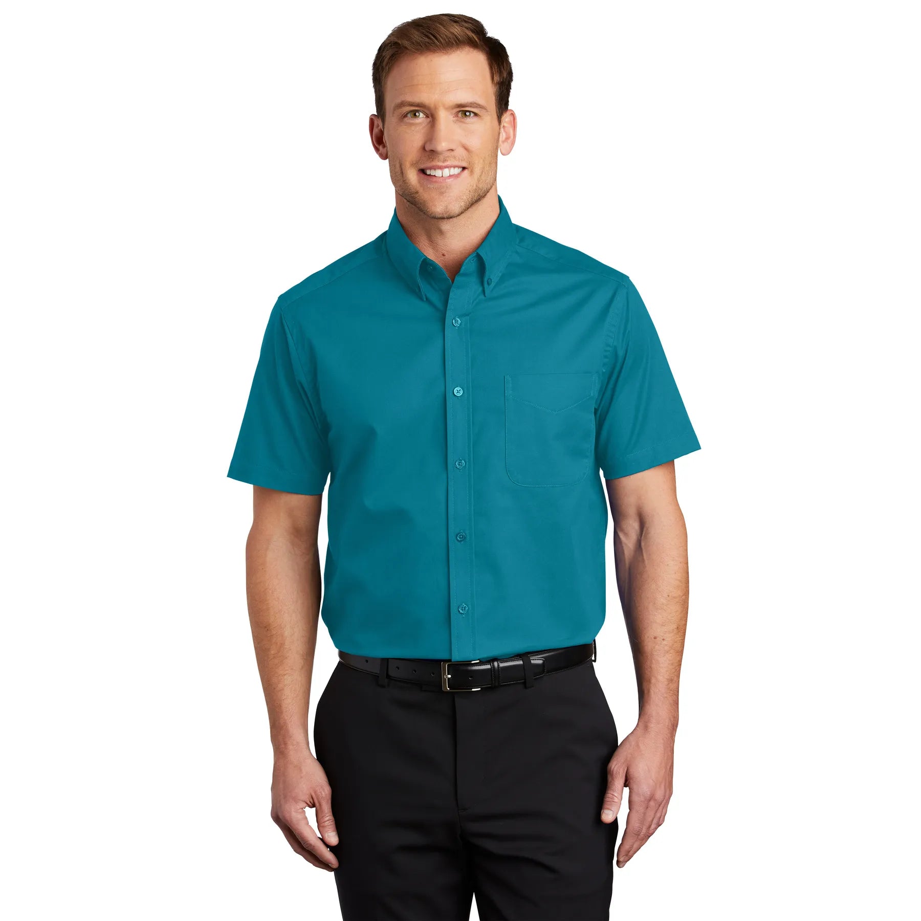 Port Authority Short Sleeve Easy Care Embroidered Shirt - Teal Green
