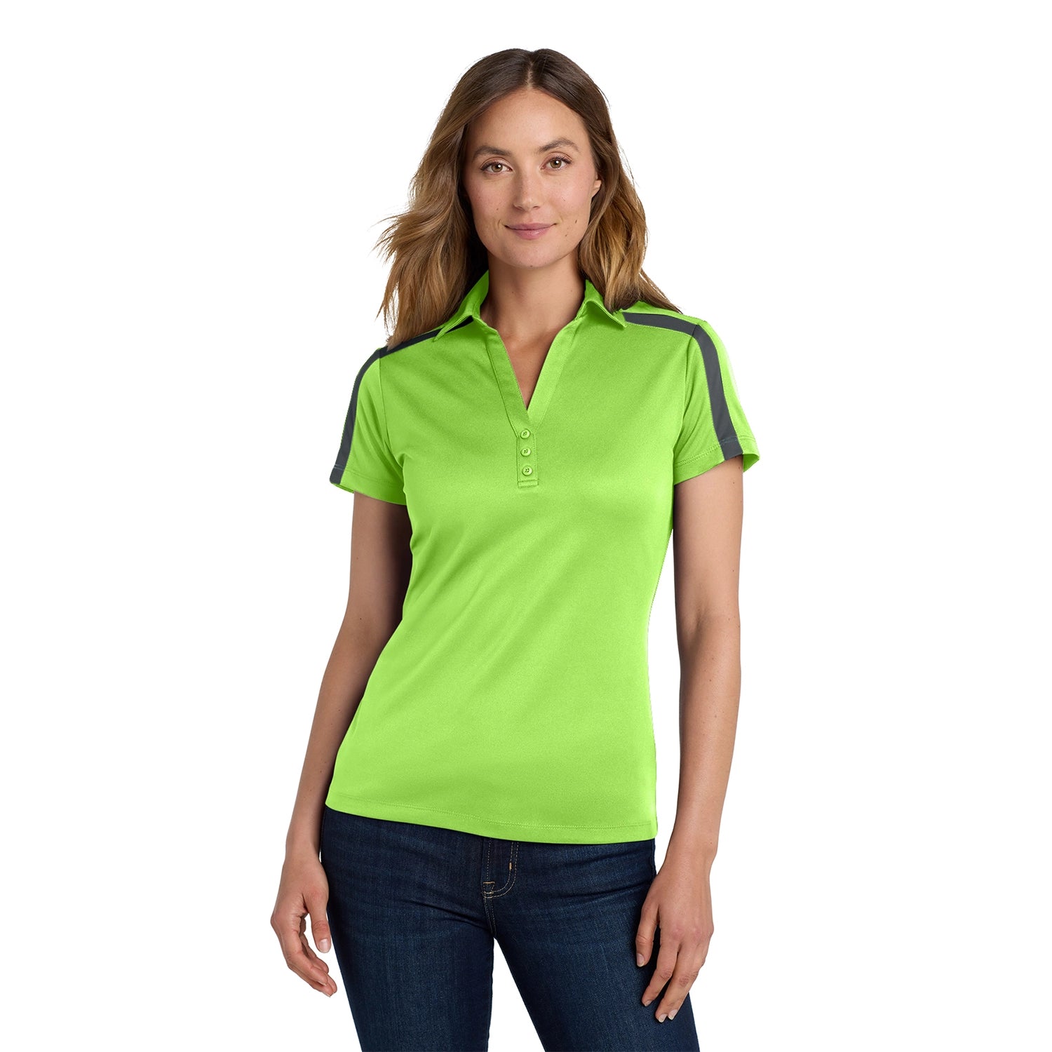 Port Authority Women's Silk Touch Performance Colorblock Stripe Embroidered Polo