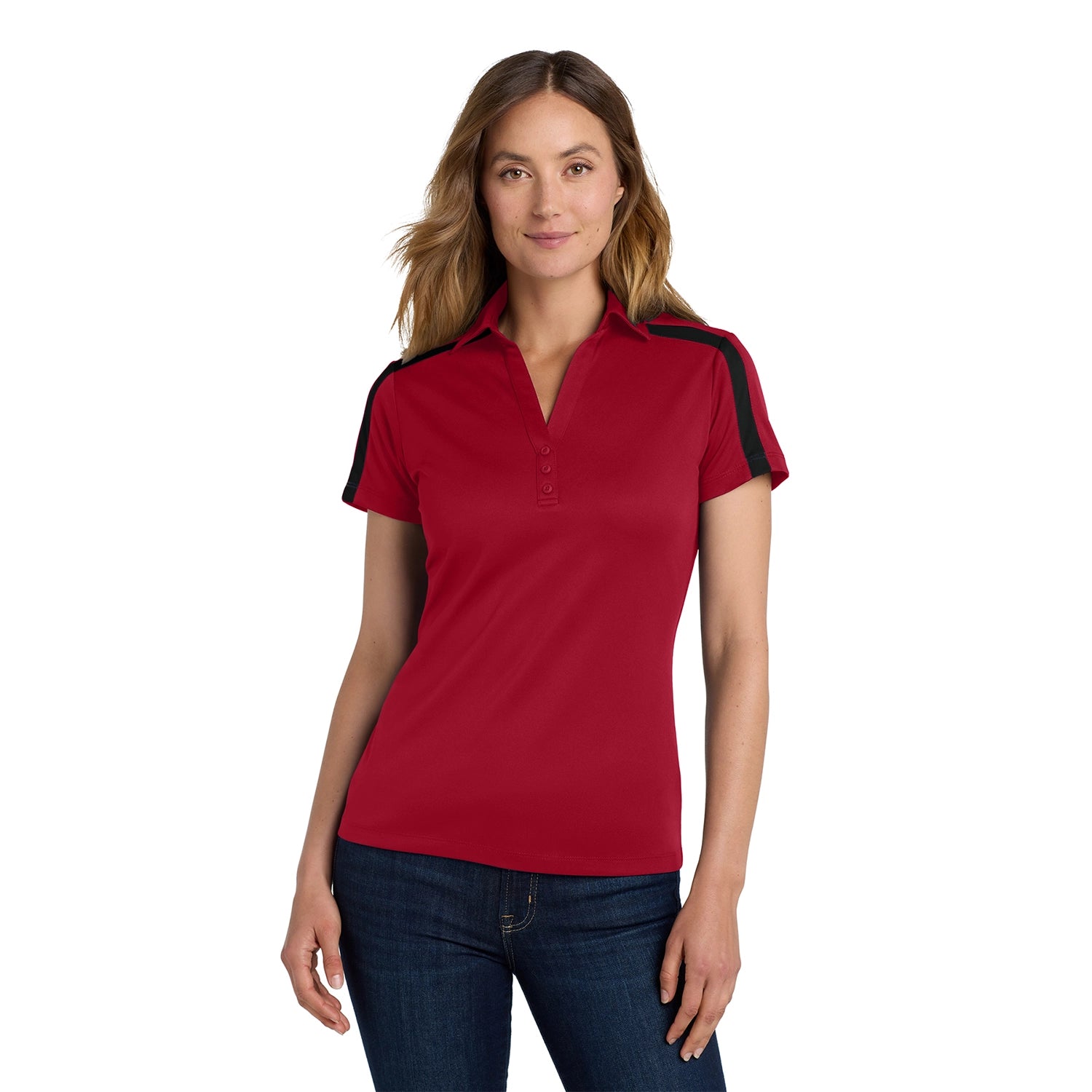 Port Authority Women's Silk Touch Performance Colorblock Stripe Embroidered Polo