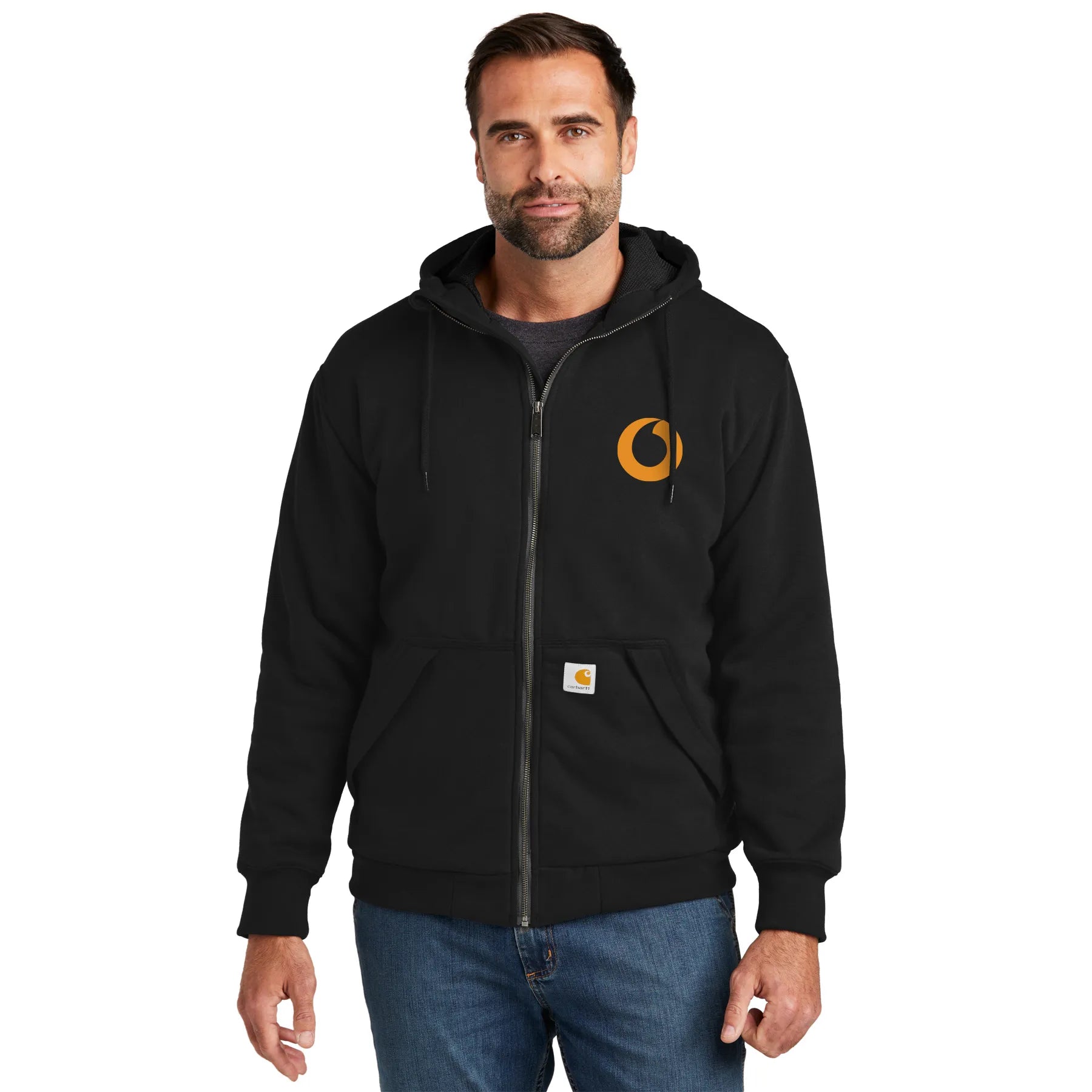 Carhartt Midweight Thermal-Lined Embroidered Full-Zip Sweatshirt - Black