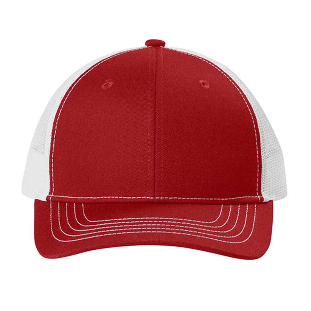 Port Authority Youth Snapback Trucker Embroidered Cap - Flame Red/White