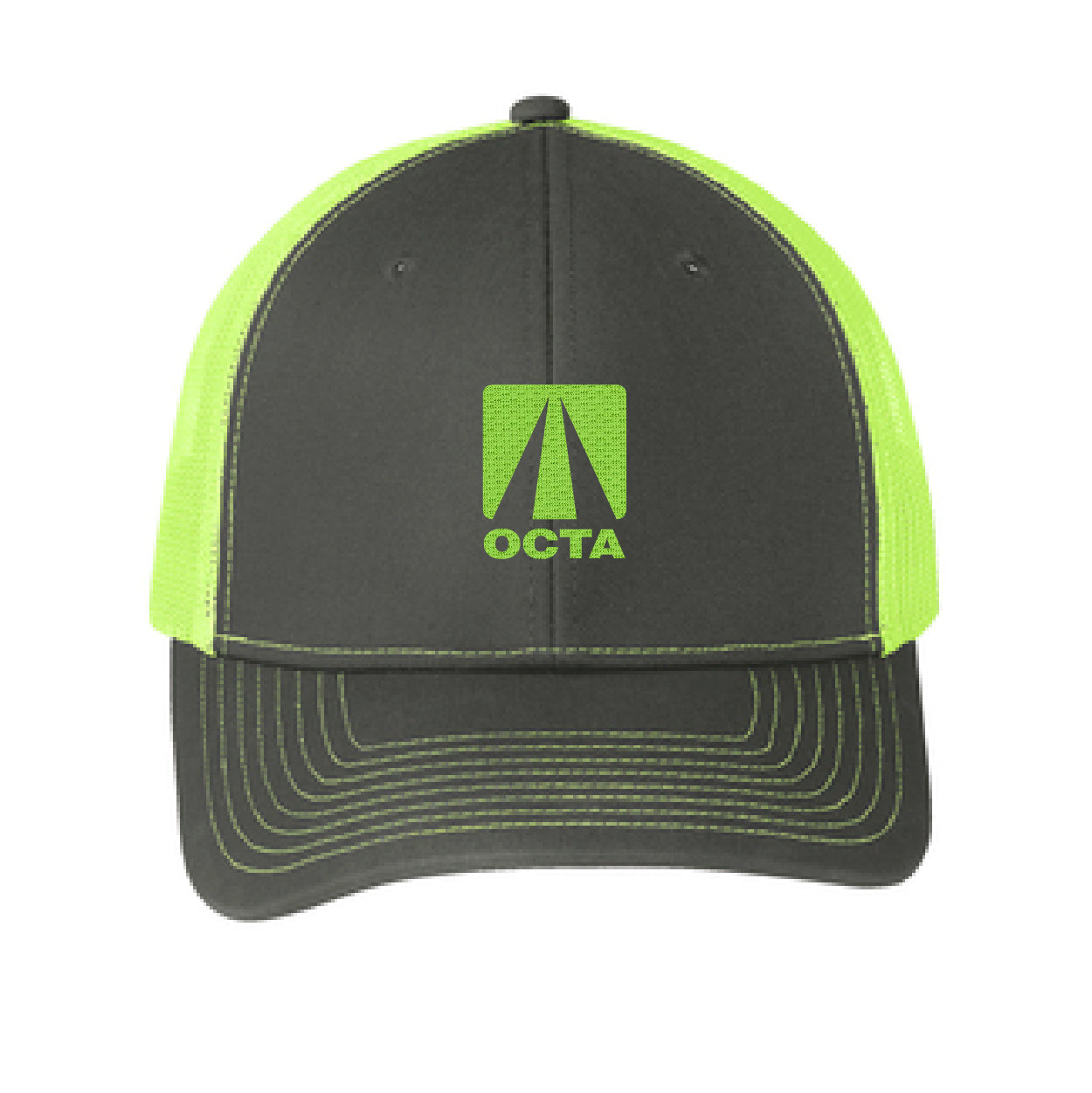 Port Authority Snapback Trucker Embroidered Cap - Grey Steel/Neon Orange