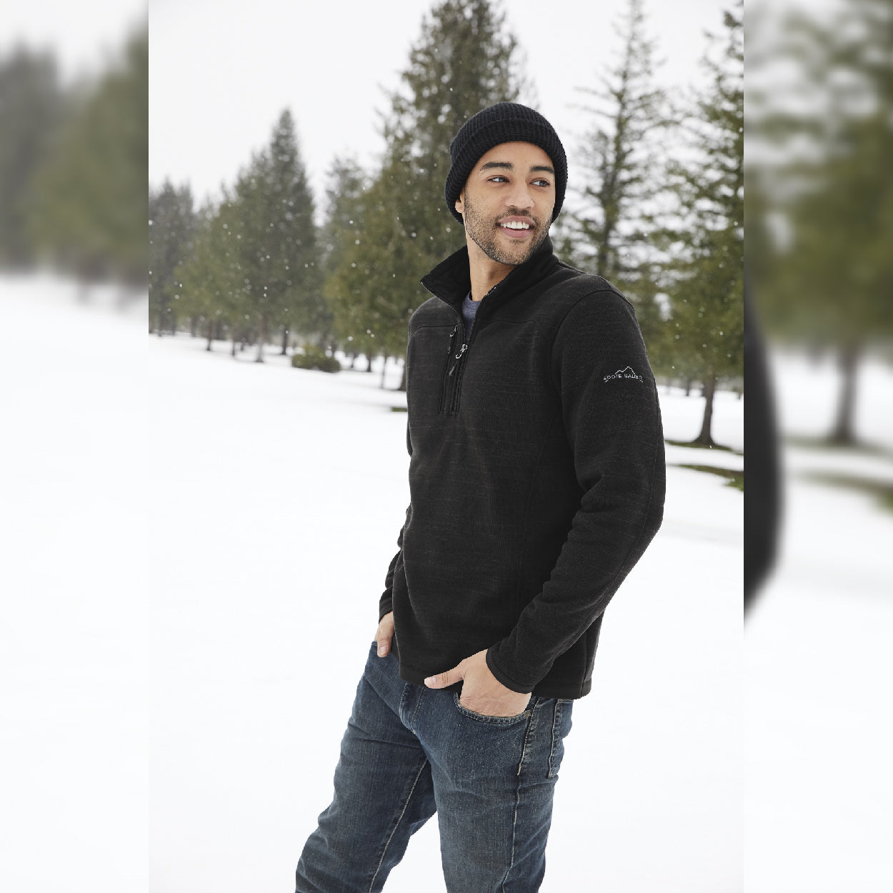 Eddie Bauer Sweater Embroidered Fleece 1/4-Zip