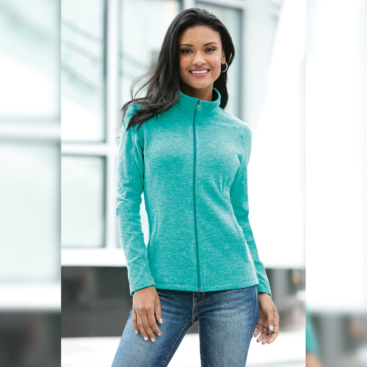 Port Authority Women's Heather Microfleece Full-Zip Embroidered Jacket