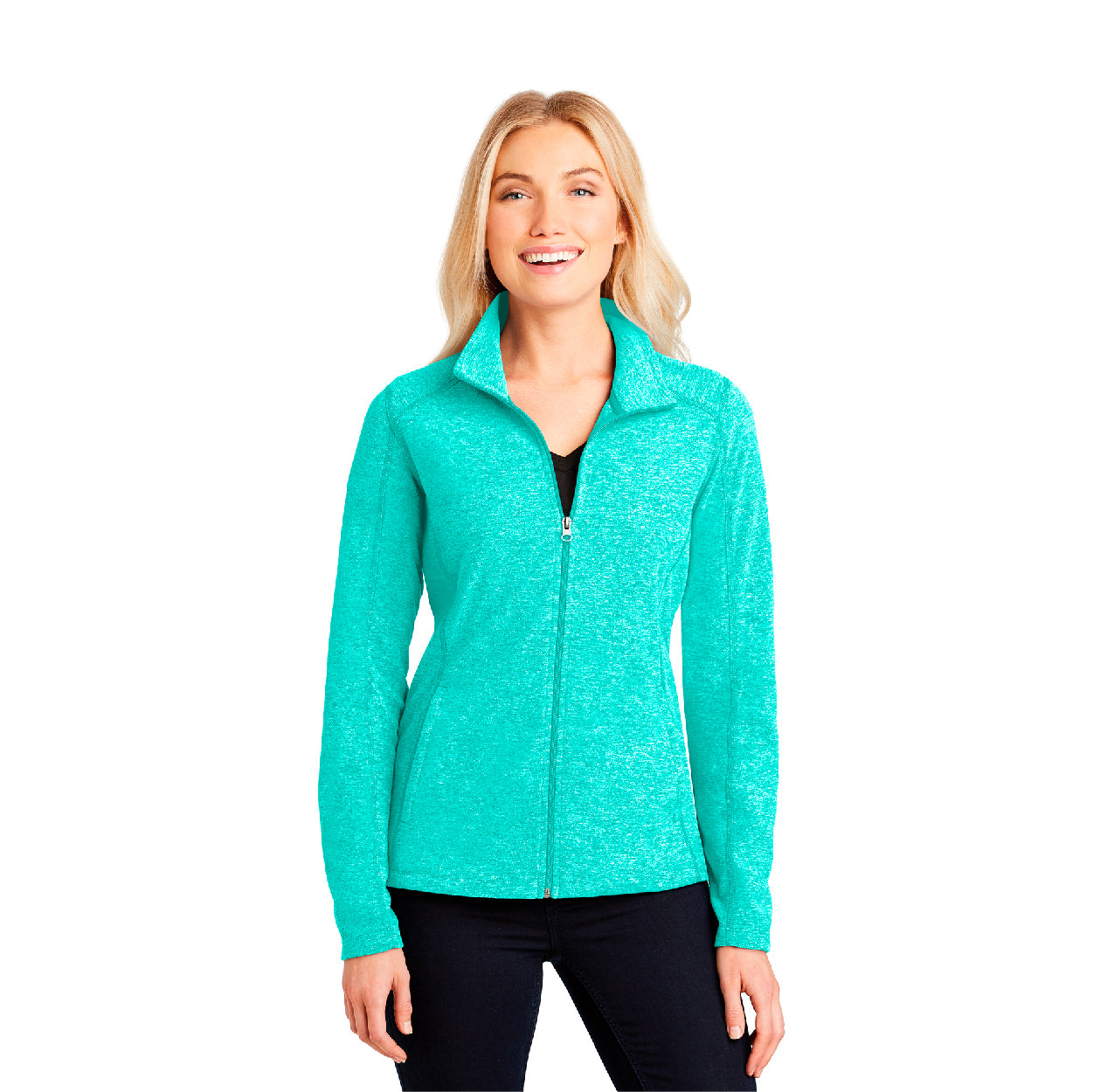 Port Authority Women's Heather Microfleece Full-Zip Embroidered Jacket