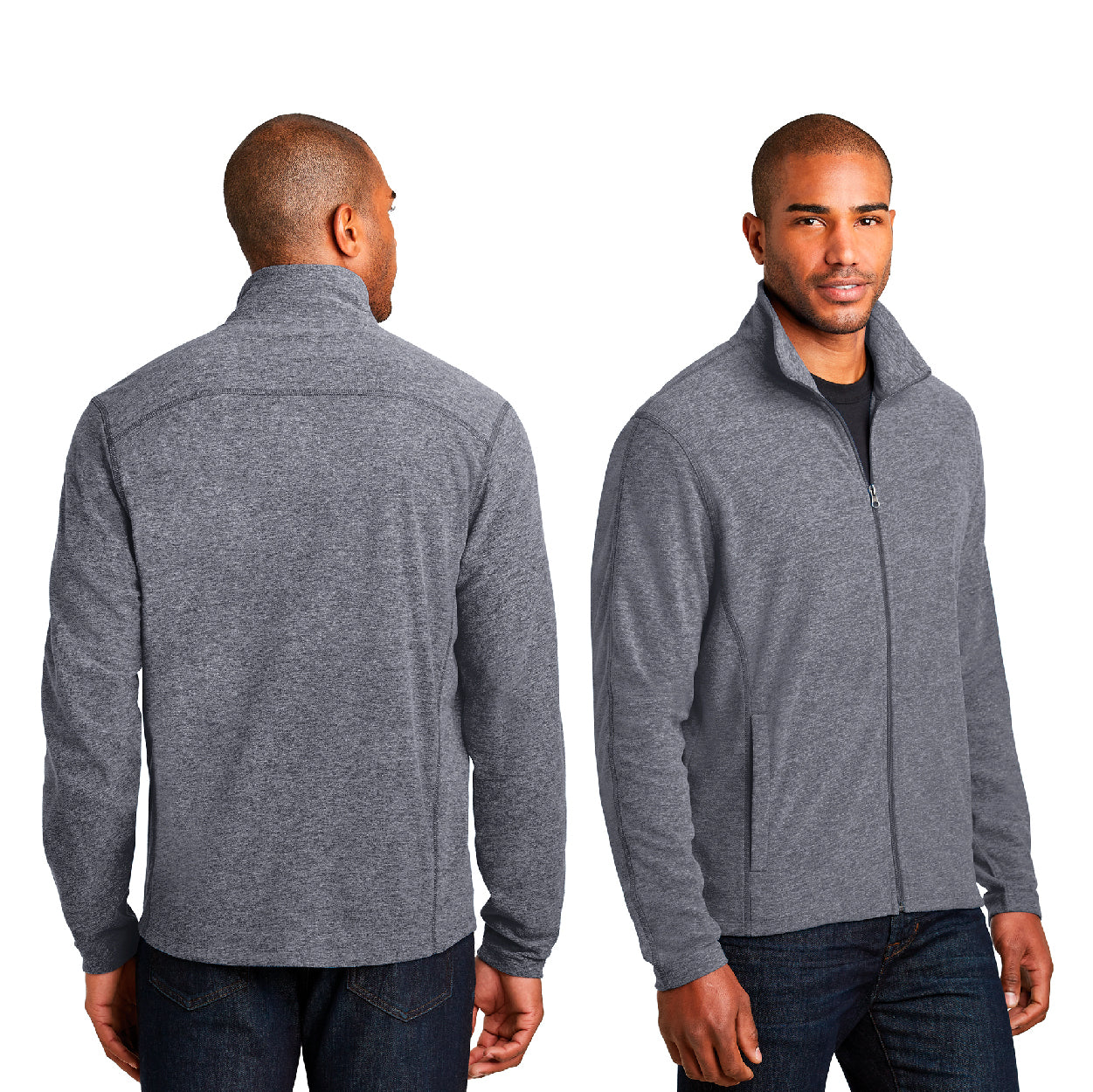 Port Authority Heather Microfleece Full-Zip Embroidered Jacket